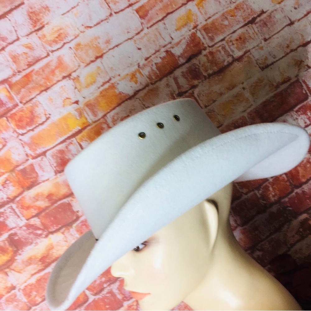 Vintage White Western Express Felted Cowboy Hat - Picture 6 of 10